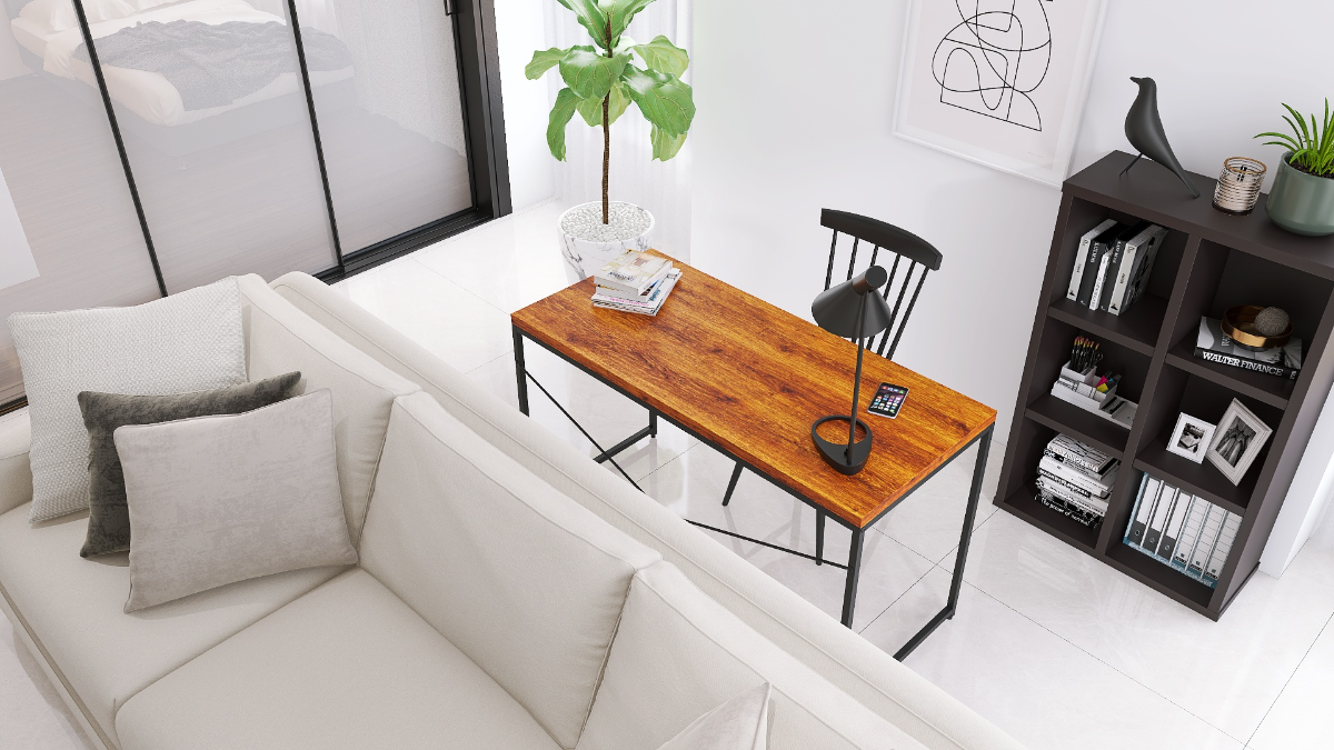 ラグジュアリーな雰囲気♡白とブラウンで作る12畳の書斎&リビング