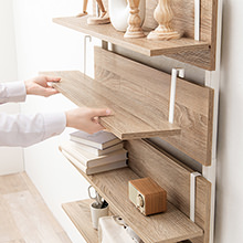 突っ張りラック専用追加棚板 幅80cm×2枚セット (ナチュラル/ホワイト)
