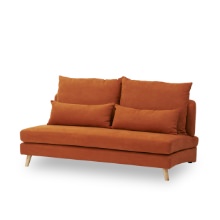 傾き加減がちょうど良い シンプルデザインソファ 3人掛け オレンジ